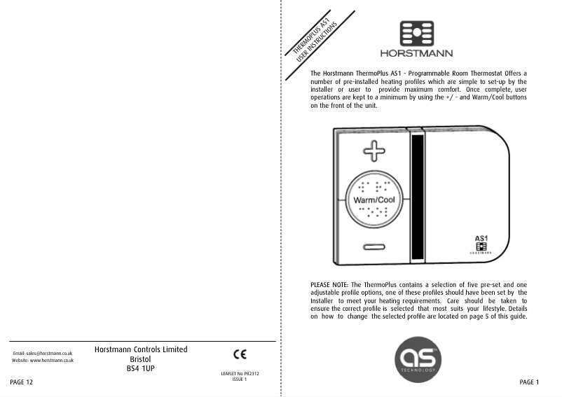 Página 1 del manual Manual de usuario Horstmann ThermoPlus AS1