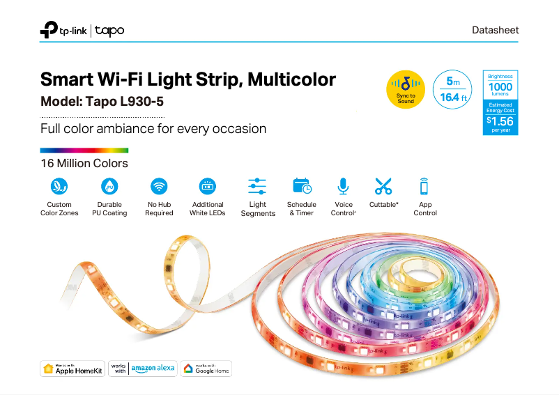 Page 1 de la notice Fiche technique TP-Link Tapo L930