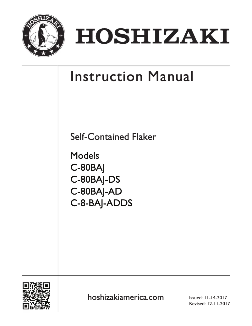 Page 1 de la notice Manuel utilisateur Hoshizaki C-80BAJ
