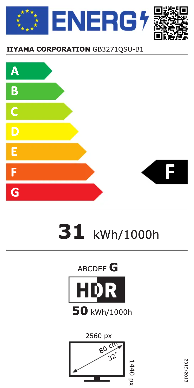 Página 1 del manual Etiqueta energética Iiyama G-Master GB3271QSU
