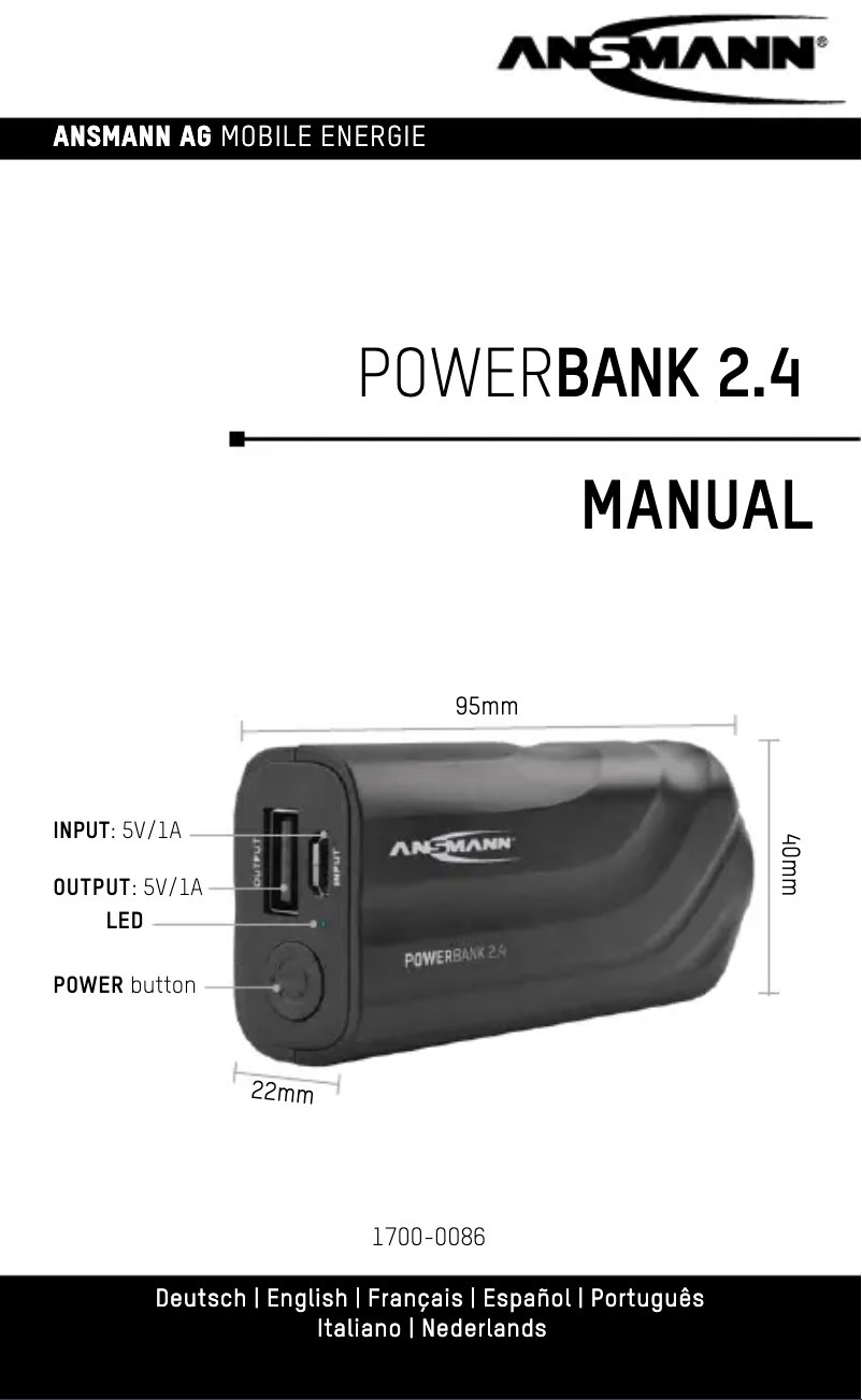 Page 1 of the manual User Manual Ansmann Powerbank 2.4