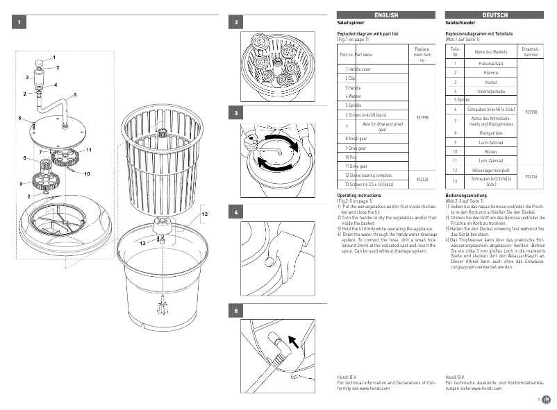 Page n°1 - Fiche technique Hendi 222560