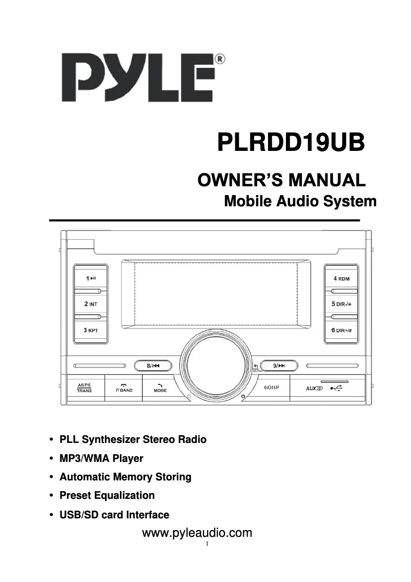 Page 1 of the manual User Manual Pyle PLRDD19UB