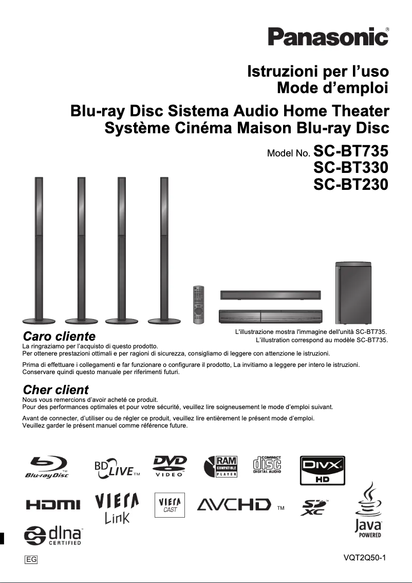 Page 1 de la notice Manuel utilisateur Panasonic SC-BT330