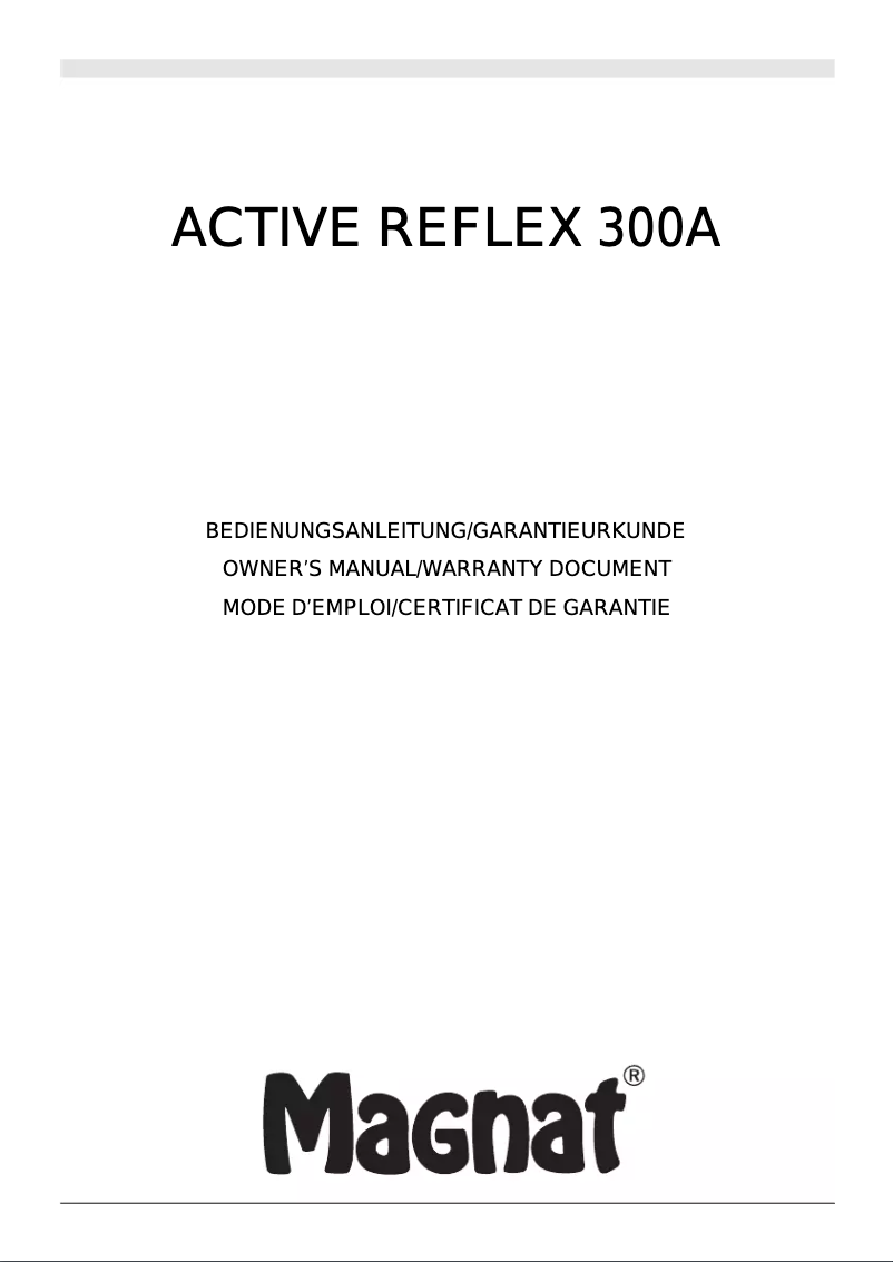 Page 1 de la notice Manuel utilisateur Magnat Active Reflex 300A Series II
