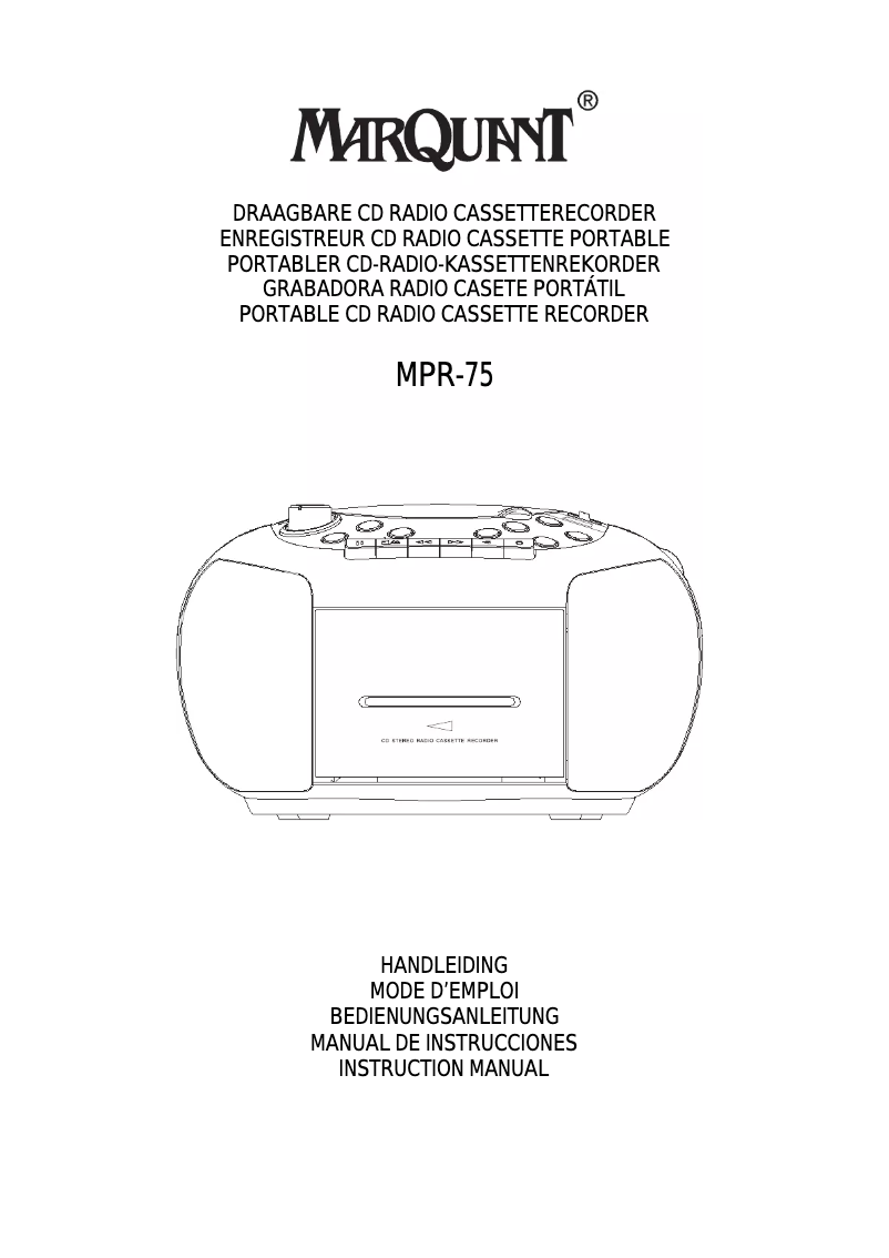 Page n°1 - Manuel utilisateur Marquant MPR75