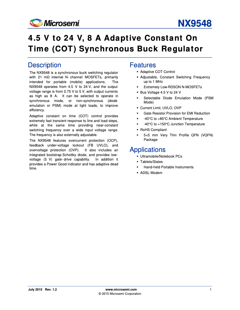 Imagen de la primera página del manual del dispositivo NX9548