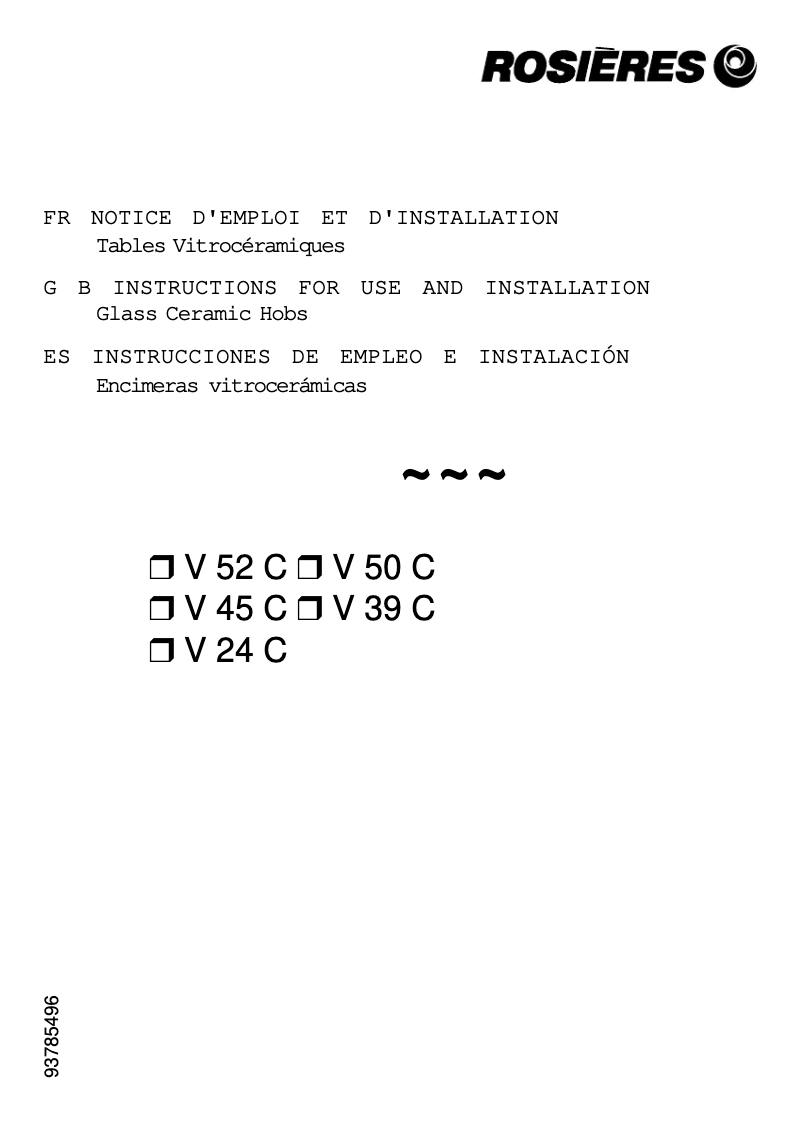 Image de la première page du manuel de l'appareil V 52 CRB