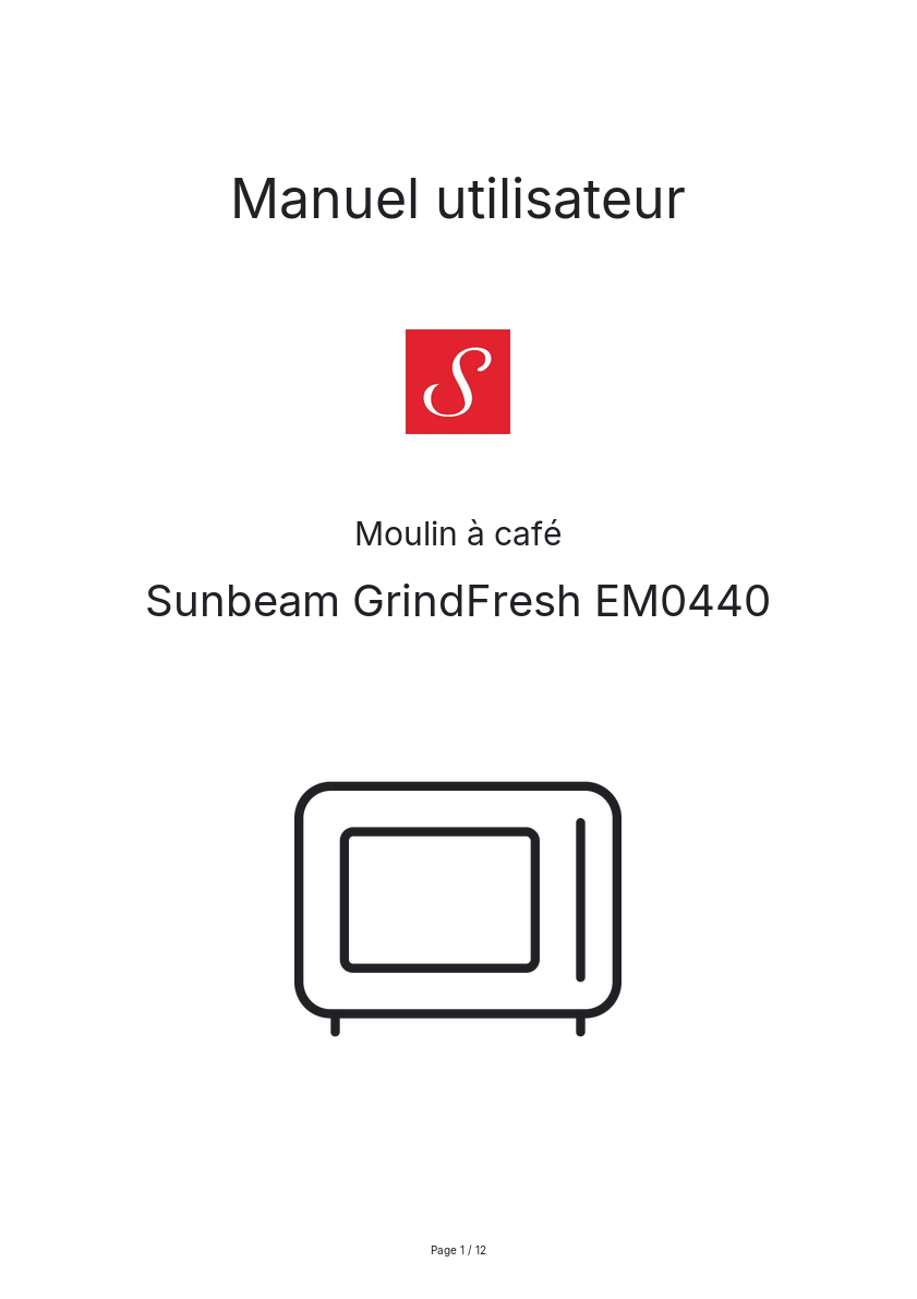 Image de la première page du manuel de l'appareil GrindFresh EM0440