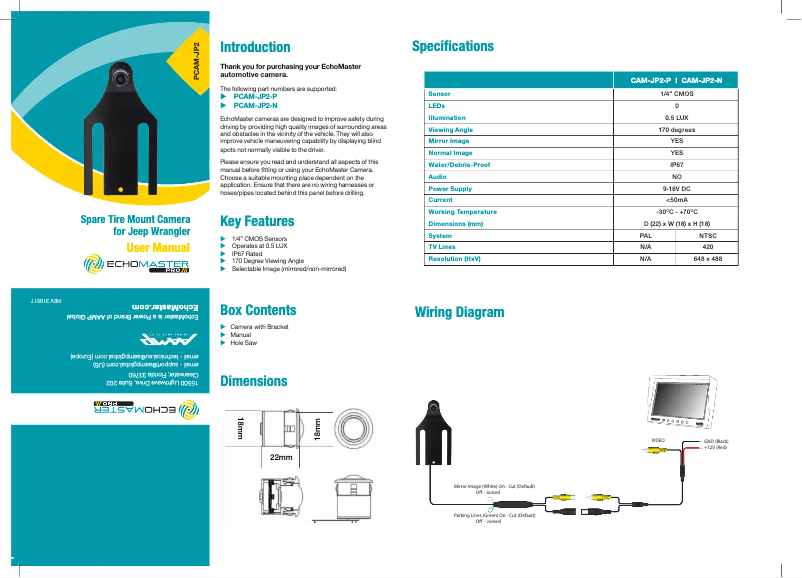 Imagen de la primera página del manual del dispositivo PCAM-JP2-N