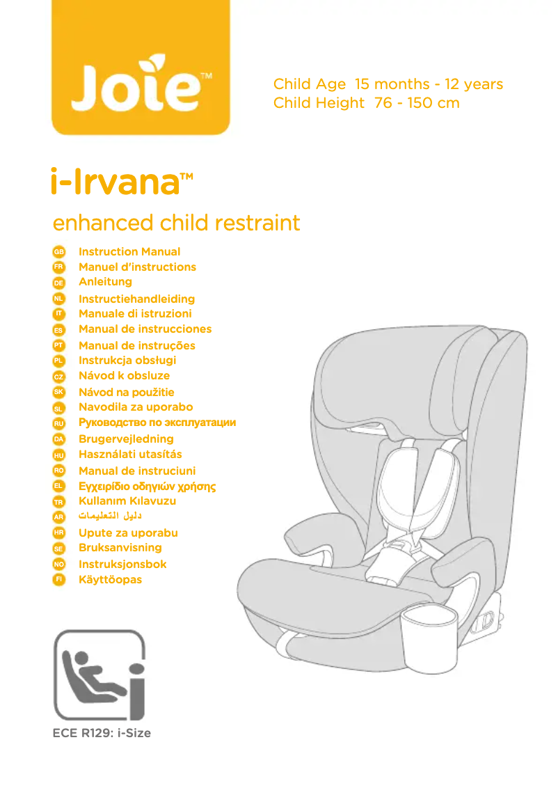 Page 1 de la notice Manuel utilisateur Joie i-Irvana
