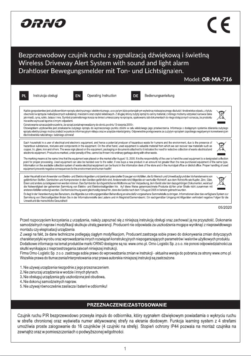 Página 1 del manual Manual de usuario ORNO OR-MA-716