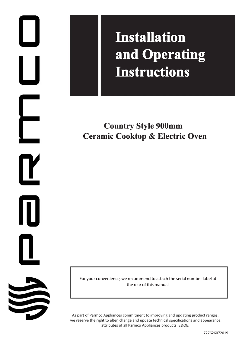 Página 1 del manual Manual de usuario Parmco Country Style 900mm