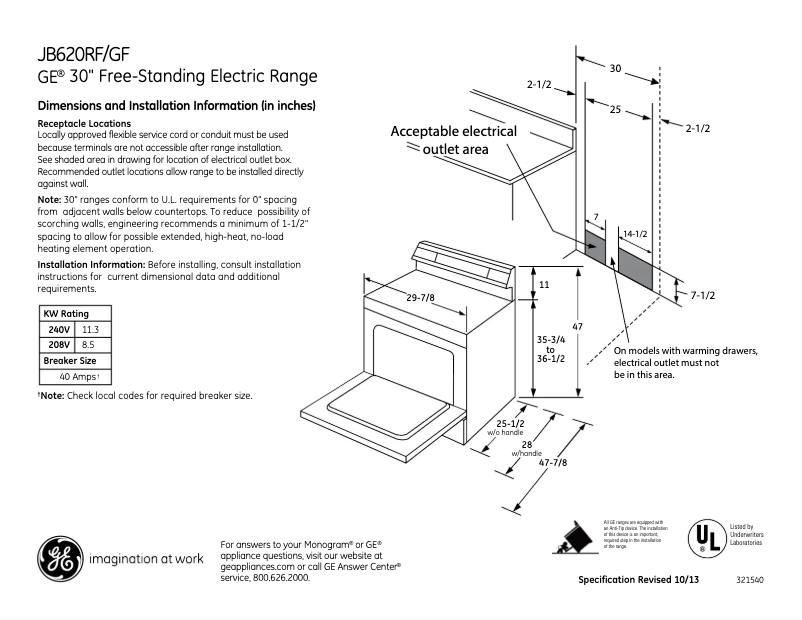 Imagen de la primera página del manual del dispositivo JB620GFSA