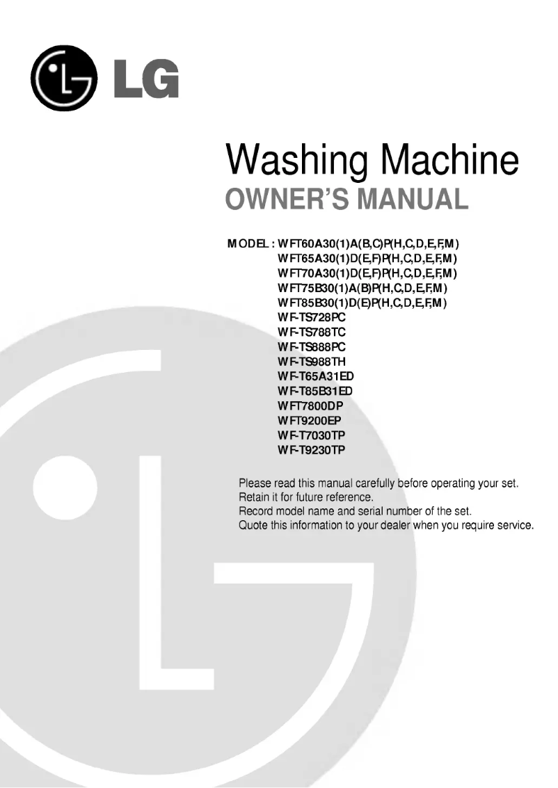 Page n°1 - Manuel utilisateur LG WFT85B30EP