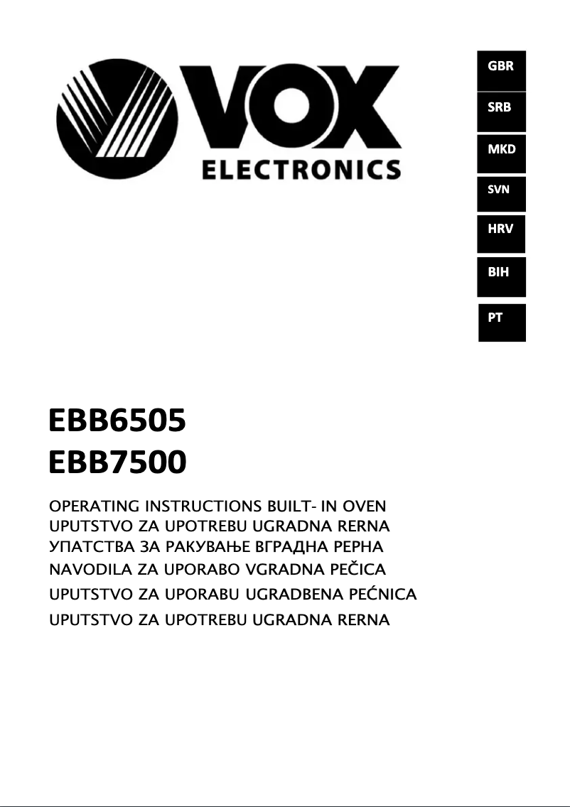 Page 1 de la notice Manuel utilisateur VOX EBB7500