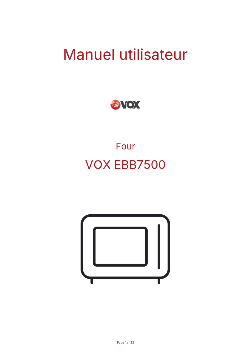 Page n°1 - Manuel utilisateur VOX EBB7500