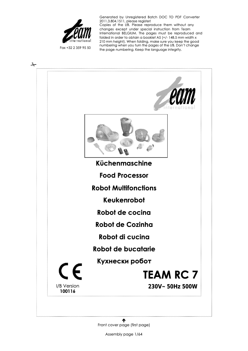 Page n°1 - Manuel utilisateur Team RC 7