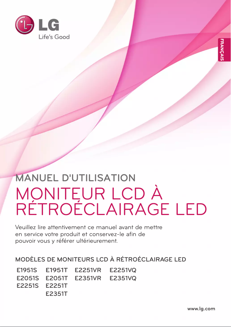 Page 1 de la notice Manuel utilisateur LG E2251VR-BN