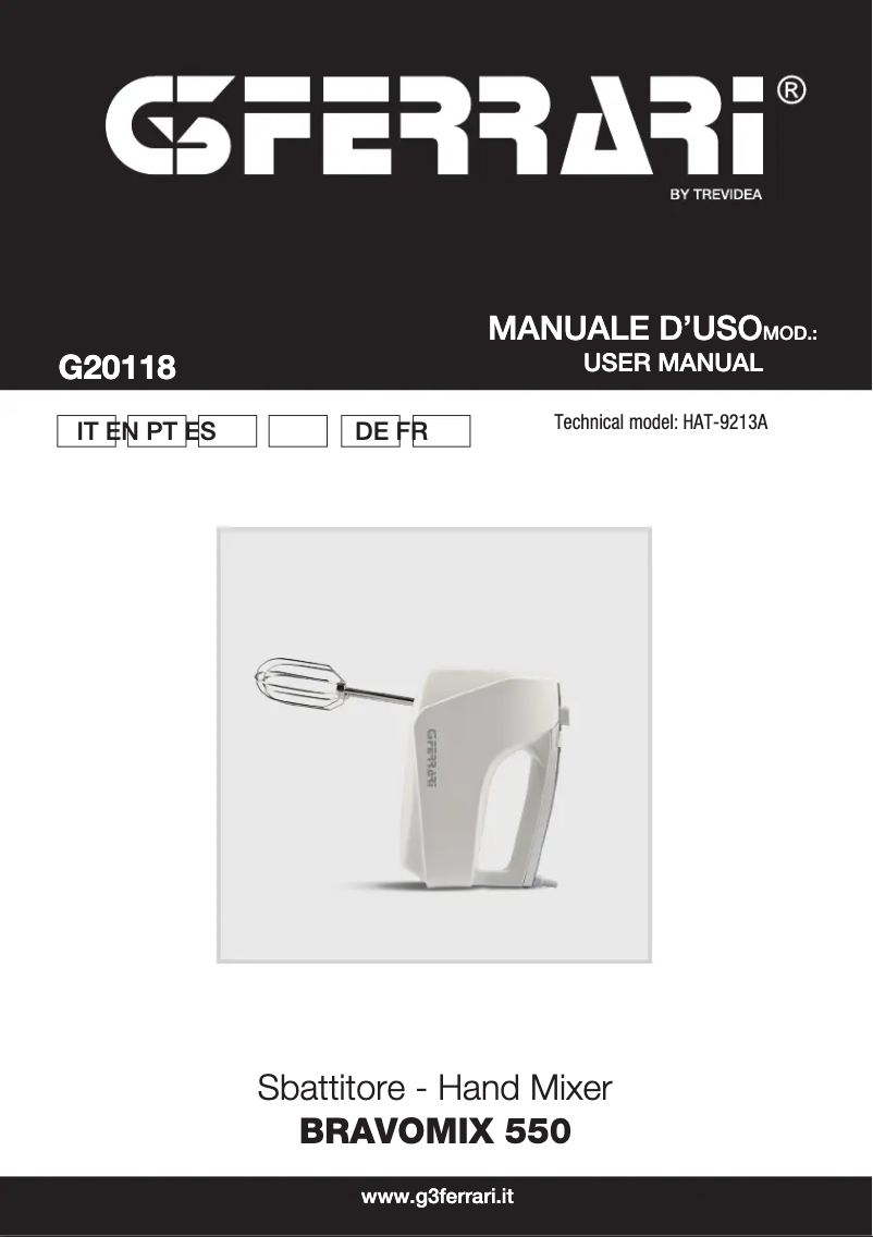 Page n°1 - Manuel utilisateur G3 Ferrari Bravomix 550 G20118
