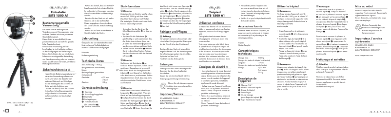 Page 1 de la notice Manuel utilisateur SilverCrest SSTS 1500 A1