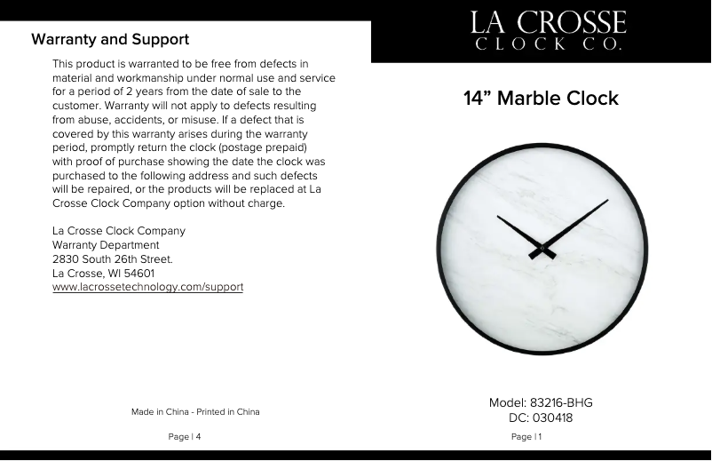 Page n°1 - Manuel utilisateur La Crosse Technology 83216-BHG