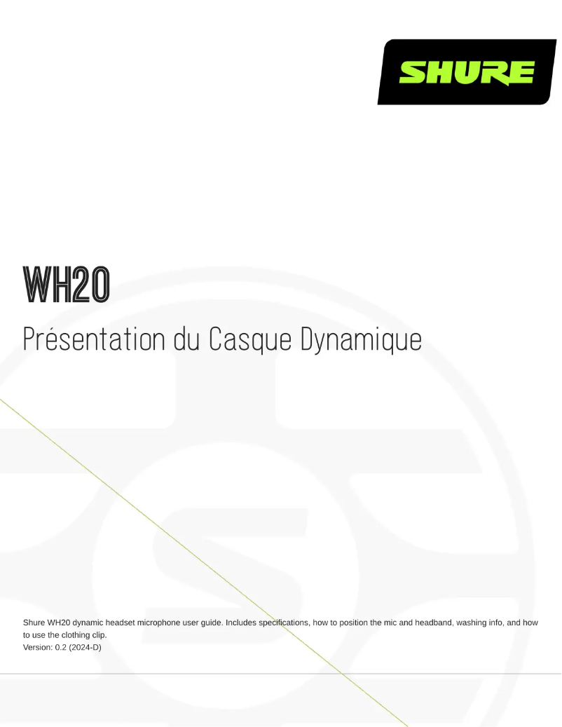 Image de la première page du manuel de l'appareil WH20