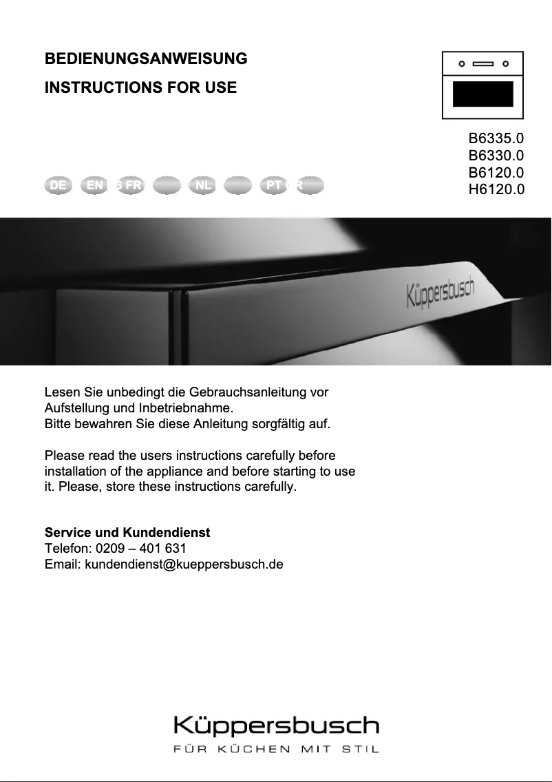 Page n°1 - Manuel utilisateur Küppersbusch B6330.0S1