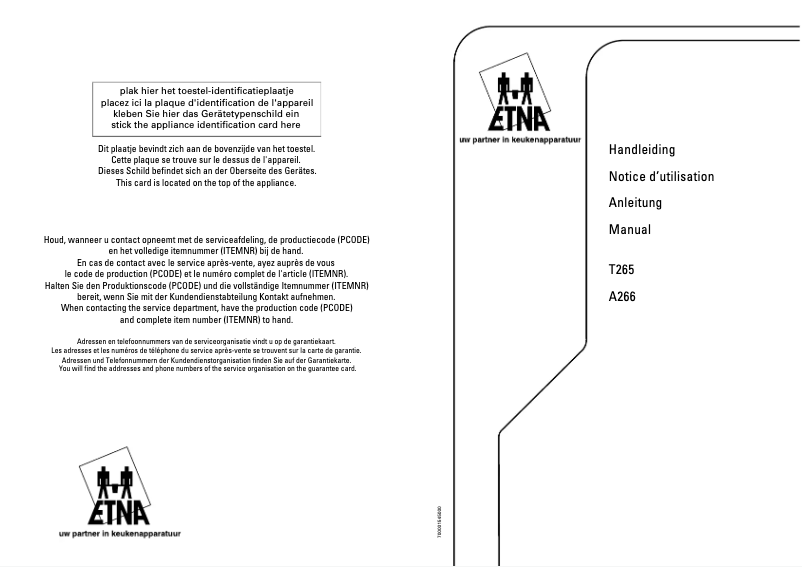 Page 1 de la notice Manuel utilisateur Etna A266