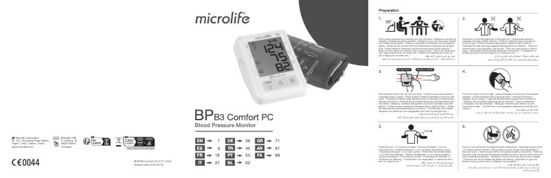 Page 1 de la notice Manuel utilisateur Microlife BP B3 Comfort PC