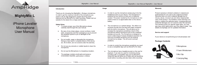 Página 1 del manual Manual de usuario AmpRidge MightyMic L