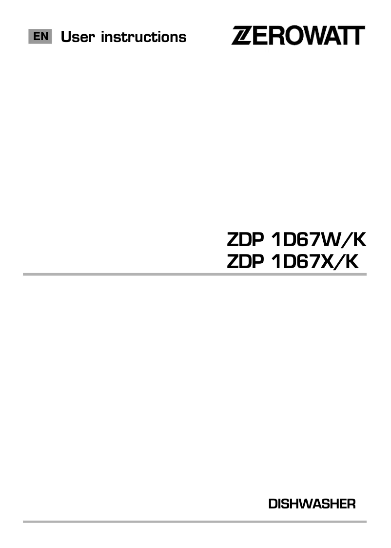 Page n°1 - Manuel utilisateur Zerowatt ZDP 1D67W/K