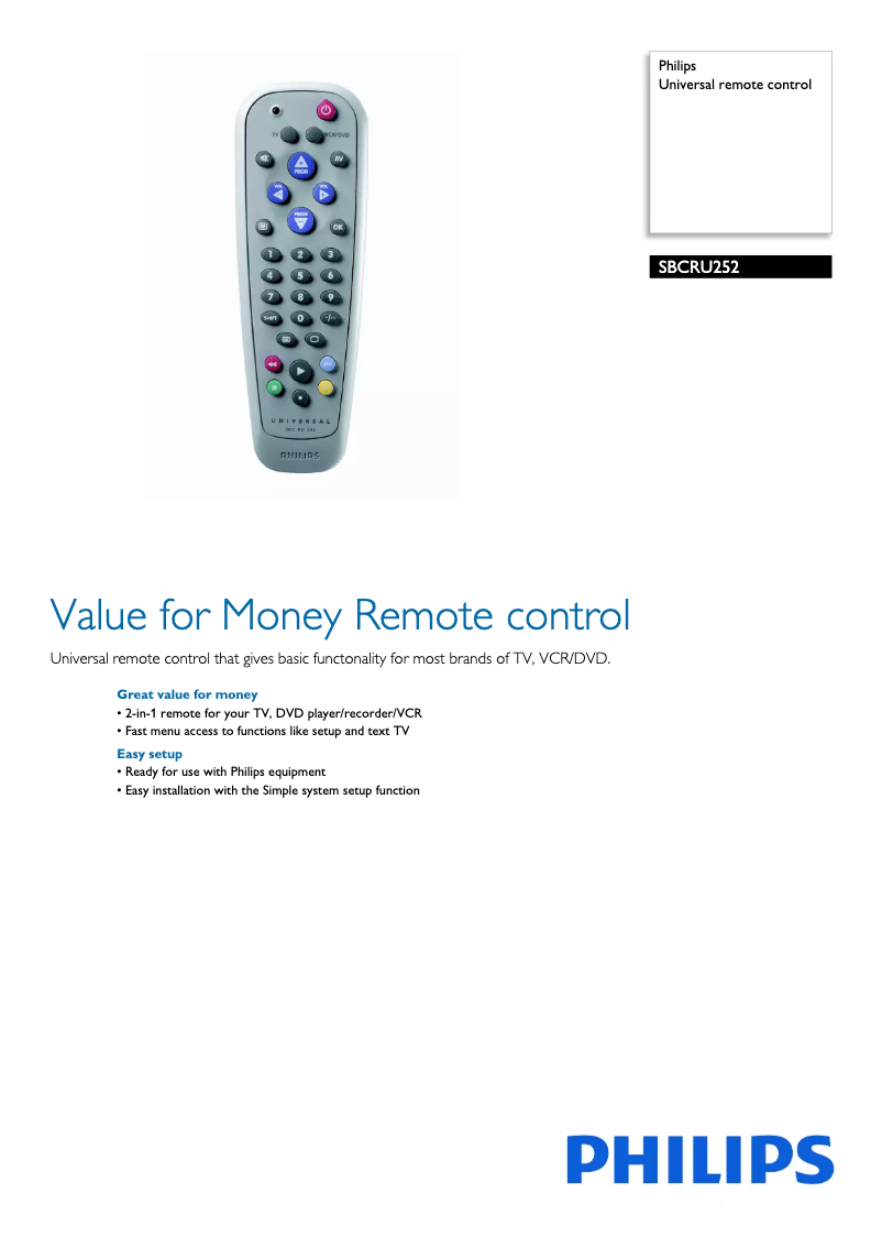 Image de la première page du manuel de l'appareil SBC RU 252