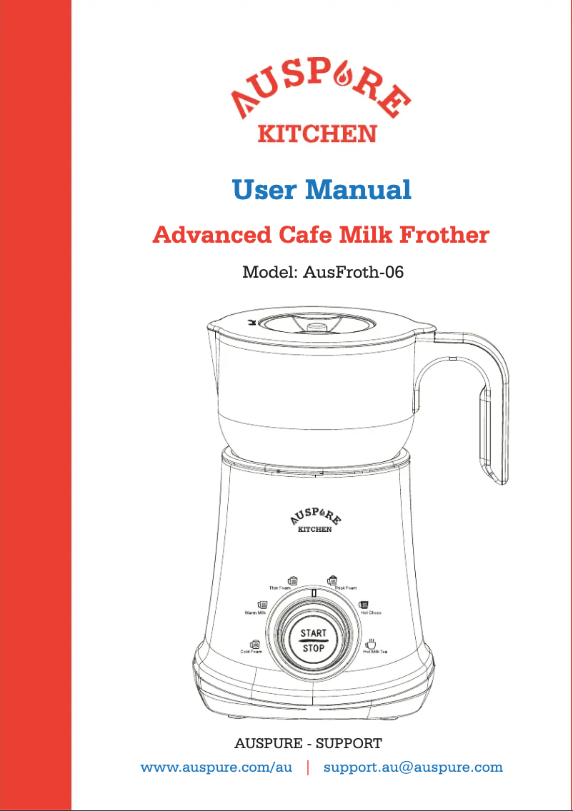 Page 1 de la notice Manuel utilisateur Auspure AusFroth-06