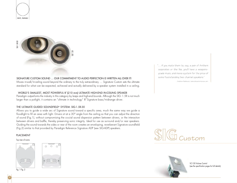 Page 1 de la notice Fiche technique Paradigm SIG-LCR 5 v.3