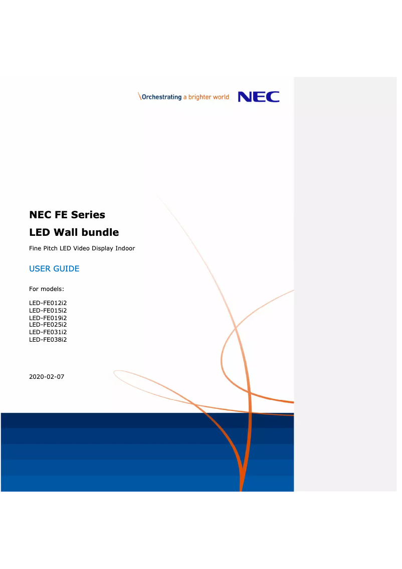 Page n°1 - Manuel utilisateur NEC FE LED-FE015I2