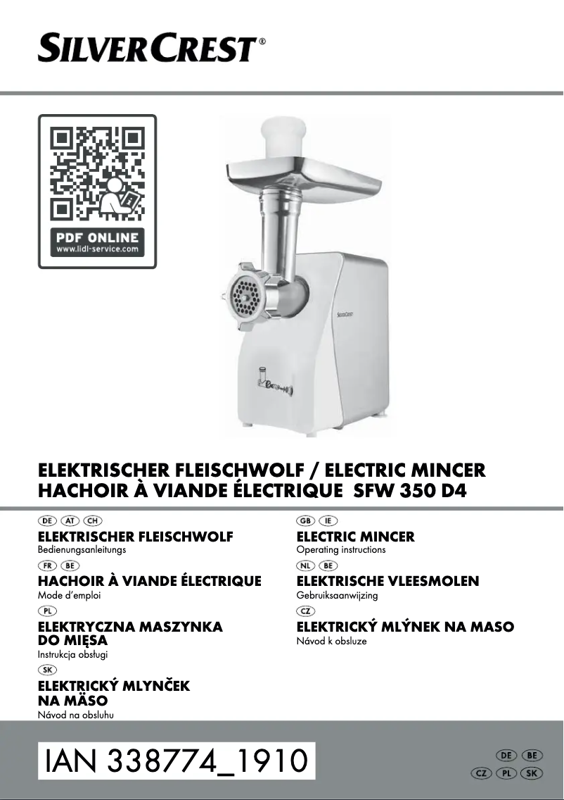 Page 1 de la notice Manuel utilisateur SilverCrest SFW 350 D4