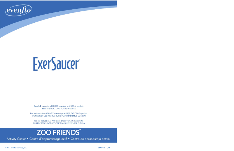 Imagen de la primera página del manual del dispositivo Exersaucer Zoo Friends