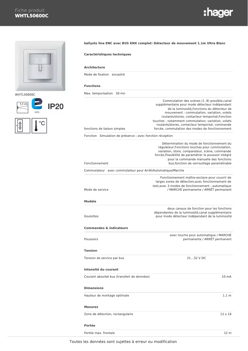 Image de la première page du manuel de l'appareil WHTL50600C