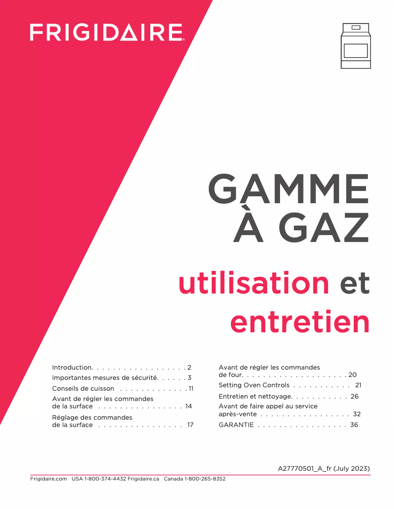 Image de la première page du manuel de l'appareil FCRG3051BW