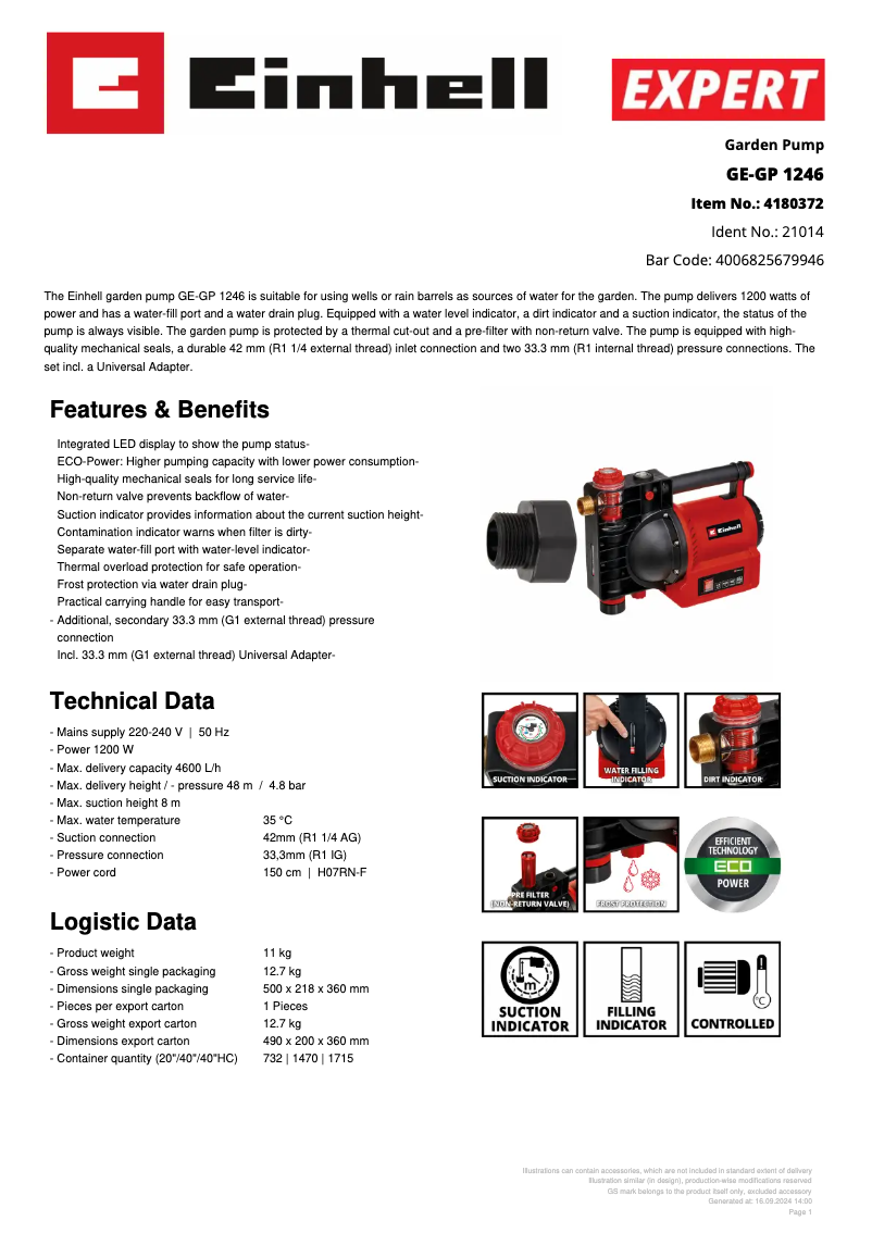 Image de la première page du manuel de l'appareil GE-GP 1246