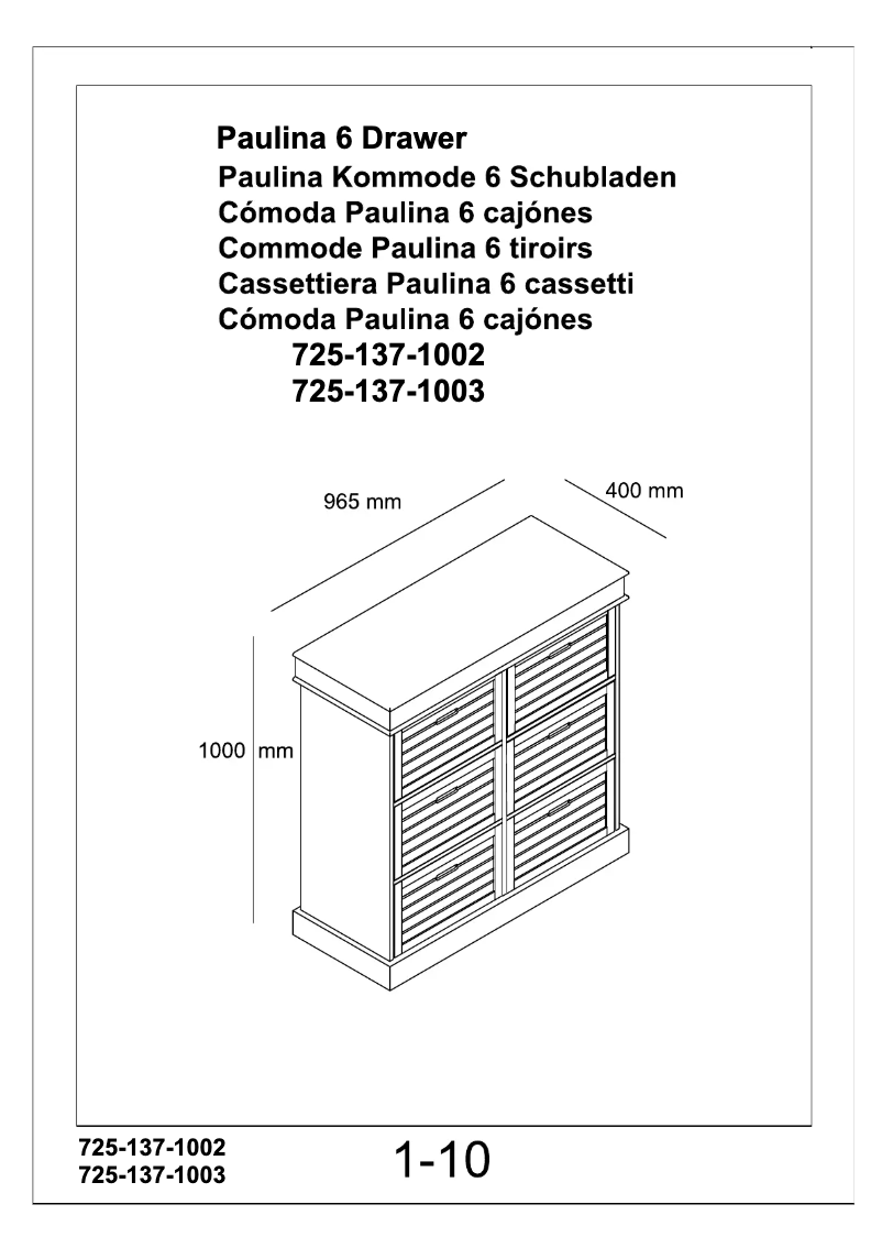 Page n°1 - Manuel utilisateur JYSK Paulina (100x40x96.5)