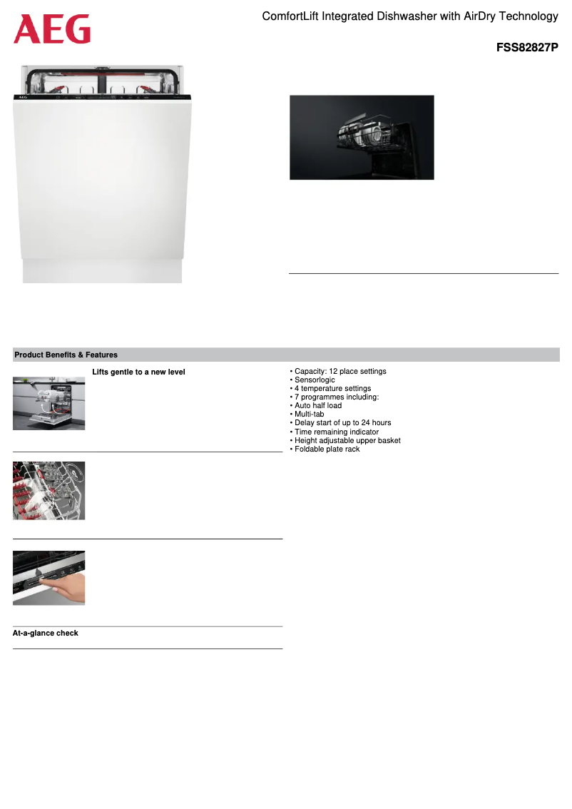 Page 1 de la notice Fiche technique AEG FSS82827P