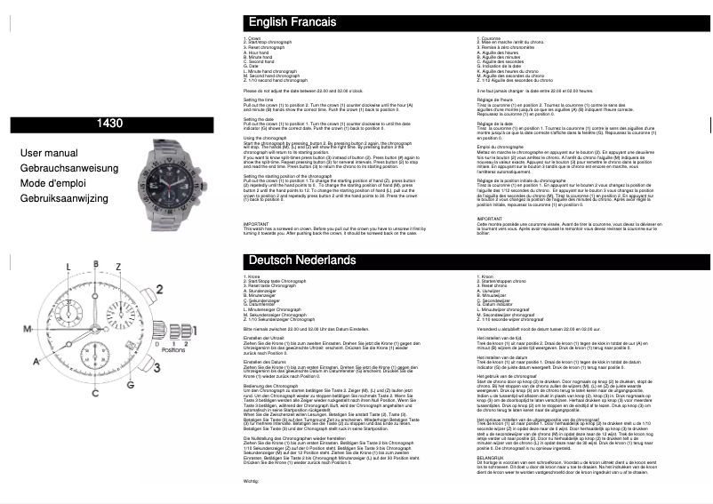 Page n°1 - Manuel utilisateur Davis 1430