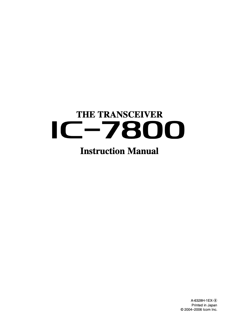 Image de la première page du manuel de l'appareil IC-7800