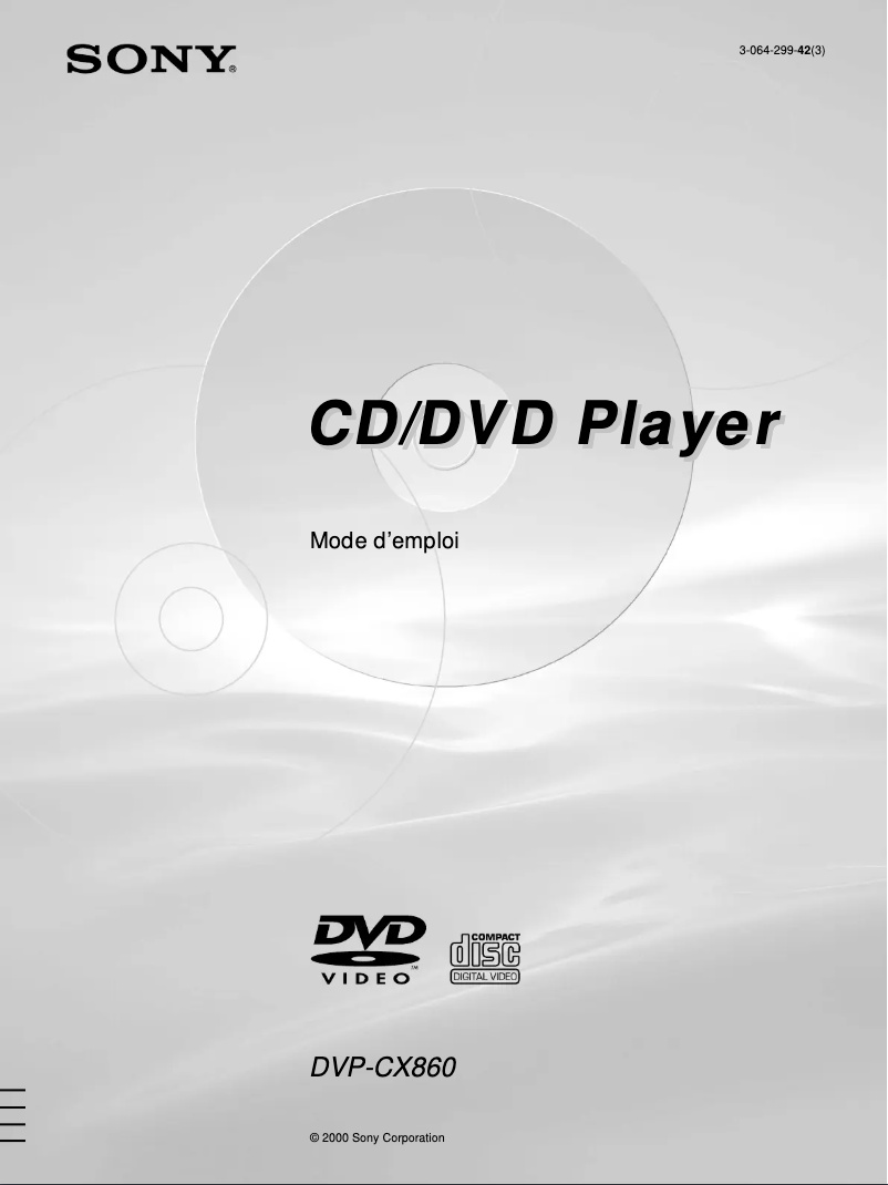 Image de la première page du manuel de l'appareil DVP-CX860