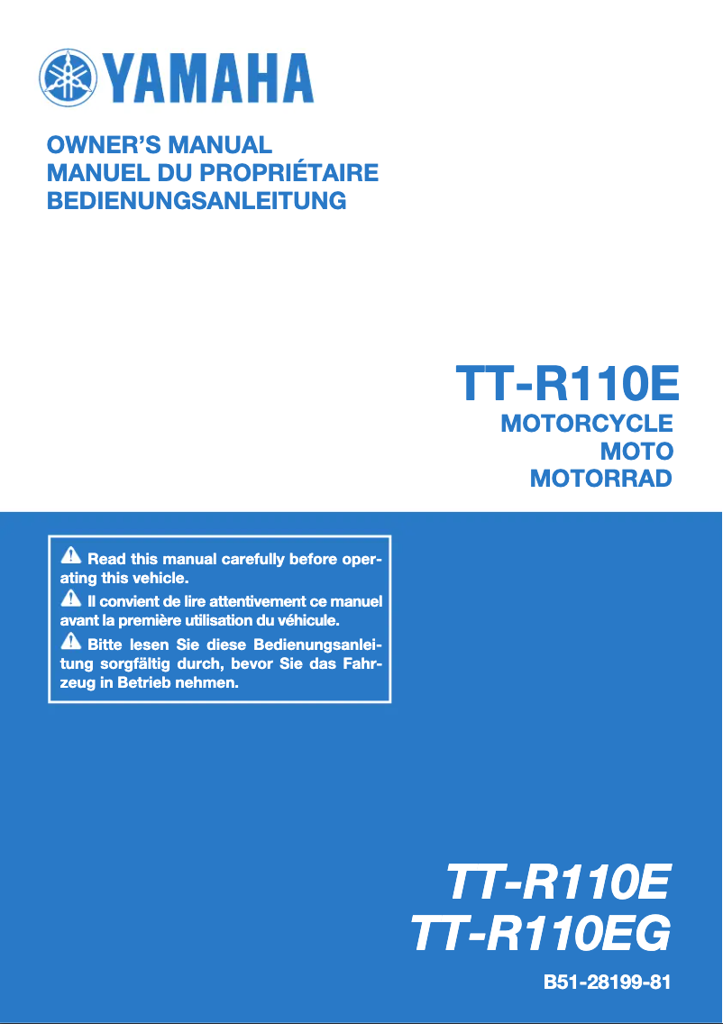Image de la première page du manuel de l'appareil TT-R110E (2016)