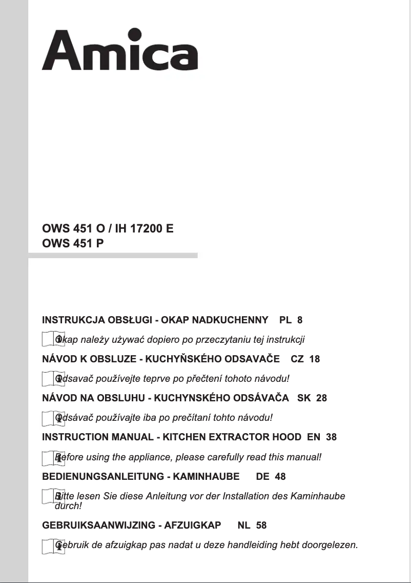 Page n°1 - Manuel utilisateur Amica OWS 451 P
