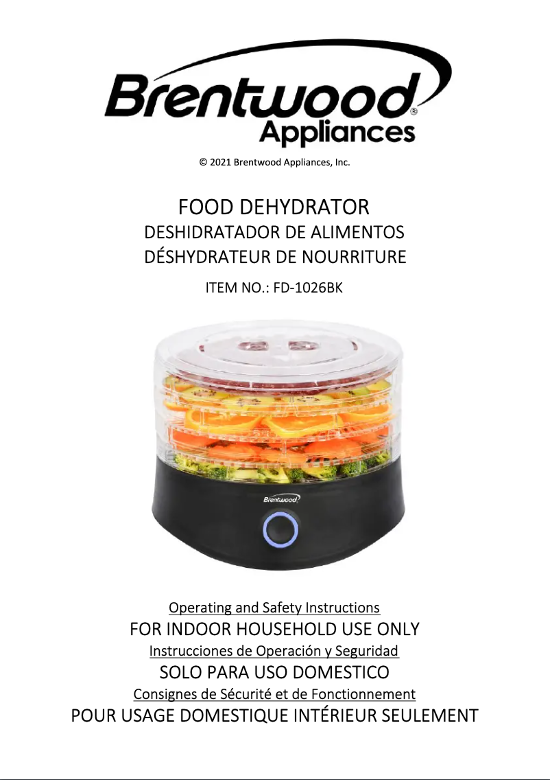 Page 1 de la notice Manuel utilisateur Brentwood FD-1026BK