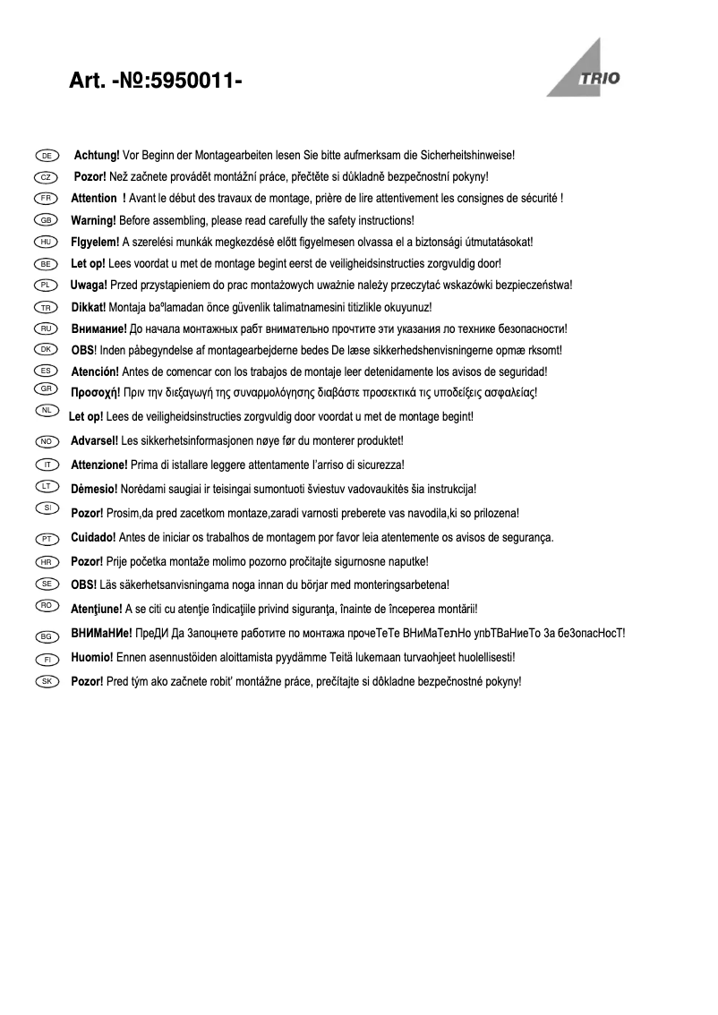 Page 1 de la notice Manuel utilisateur Trio Lighting Rey 5950011-07